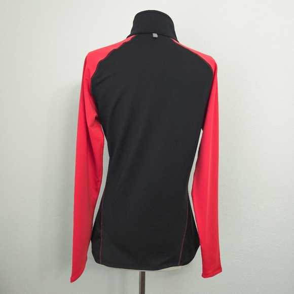 Nike Running Red & Black Dri Fit Mock Neck 1/4 Zip Long Sleeve Top- Women's - Picture 3 of 8